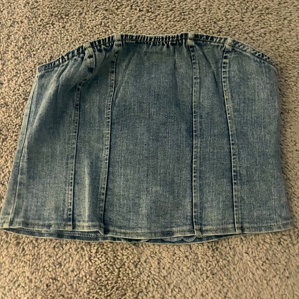 Brand new zip back denim tube top